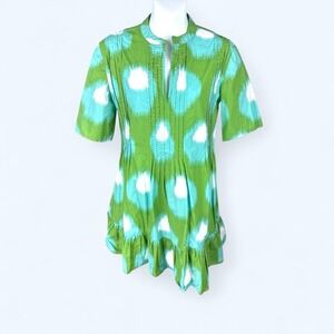 Boo Gemes Chelsea dress in size XSmall  green ikat turquoise blue mini‎ dress